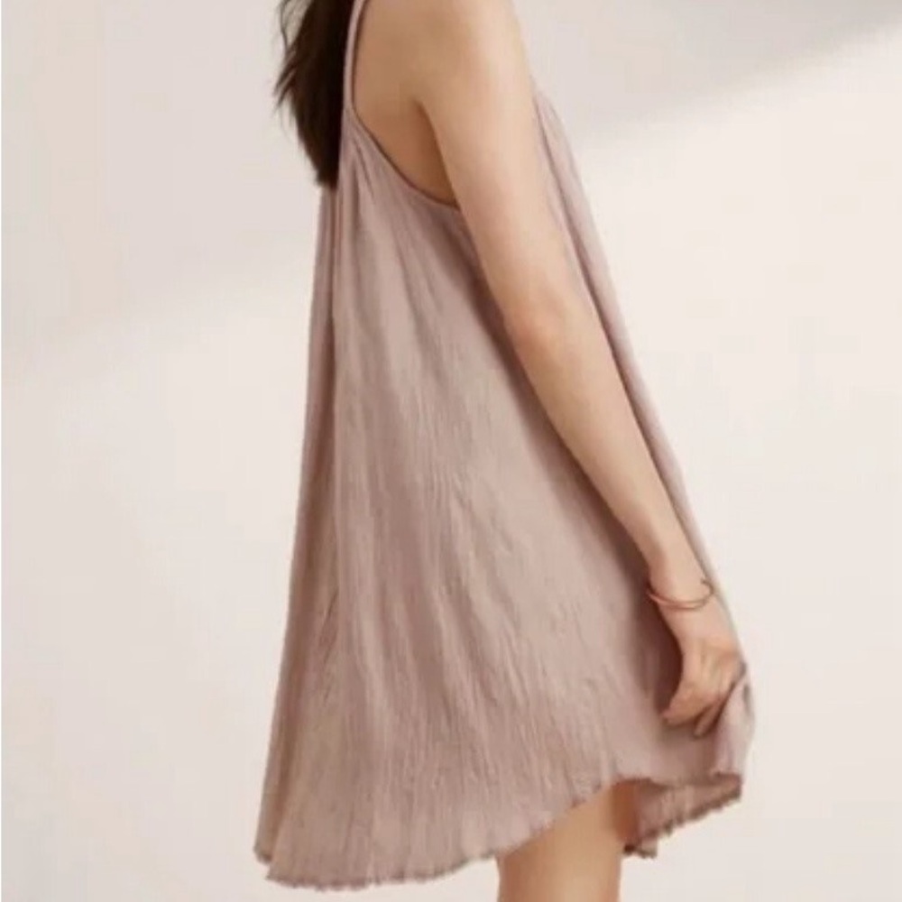 Aritzia Wilfred Allier Embroidered Swing Dress Blush Beige Modal&Silk XXS - Picture 2 of 15